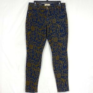 CJ by Cookie Johnson Womens Size 29 Joy Jeggings Jeans Dark Blue Floral Flocking